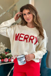 Merry Life Fluffy Patch Sweater : Cream