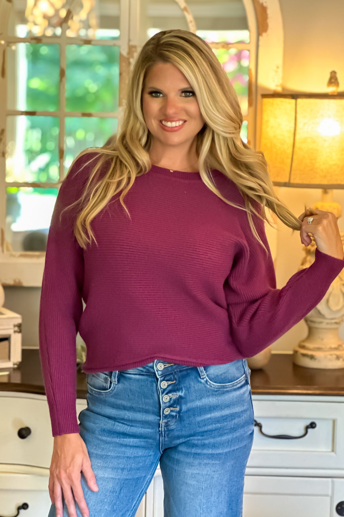 Kendi Ribbed Sweater : Berry