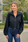 Wrenlee Fleece Front Crop Jacket : Black