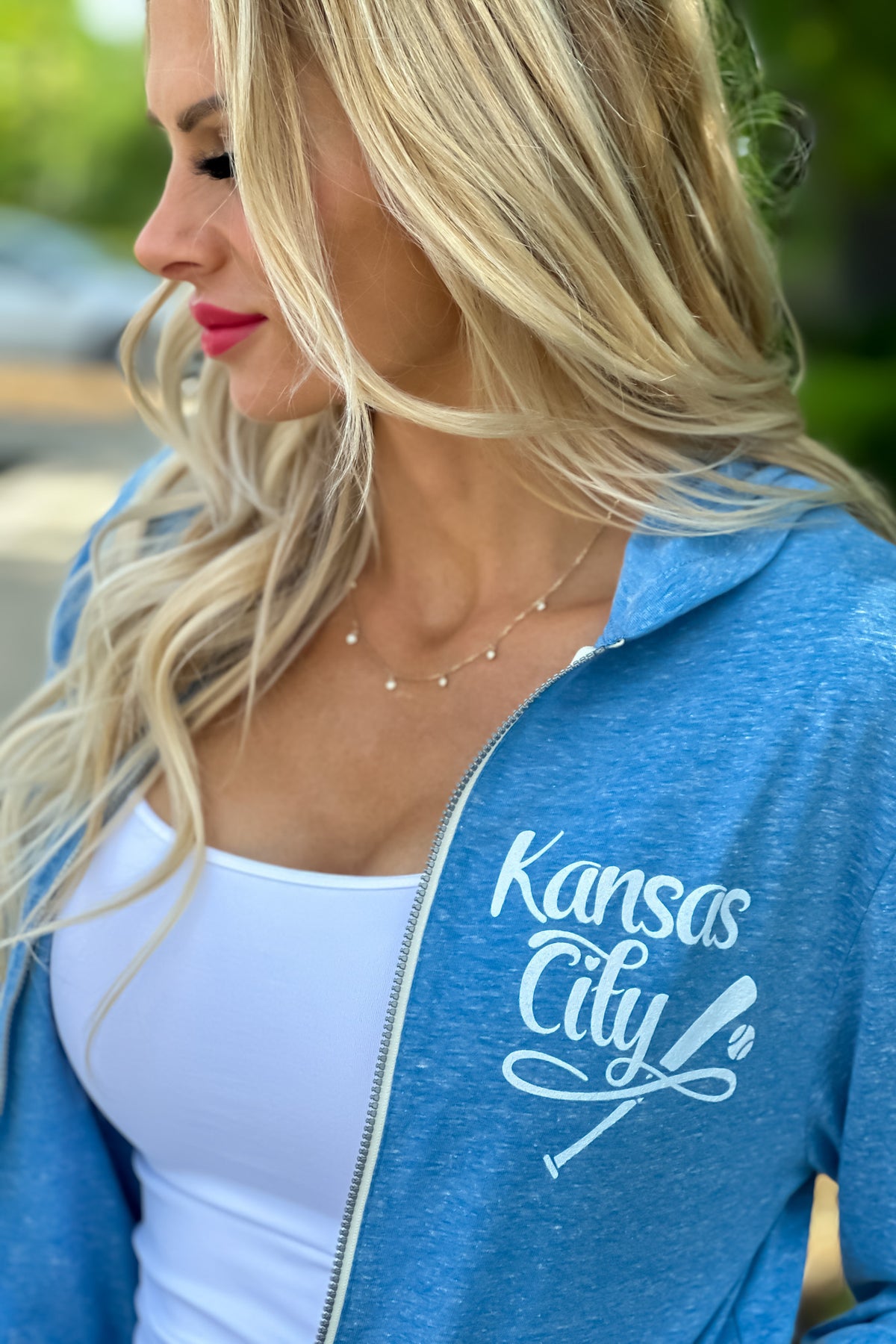 Kansas City 13 Lightweight Zip Up Hoodie : Light Blue