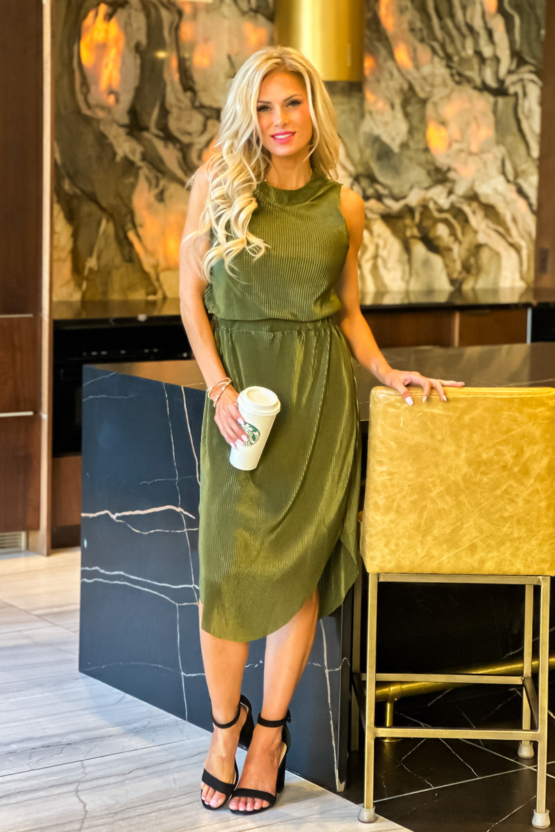 Montebello Fine Ribbed Dress : Olive