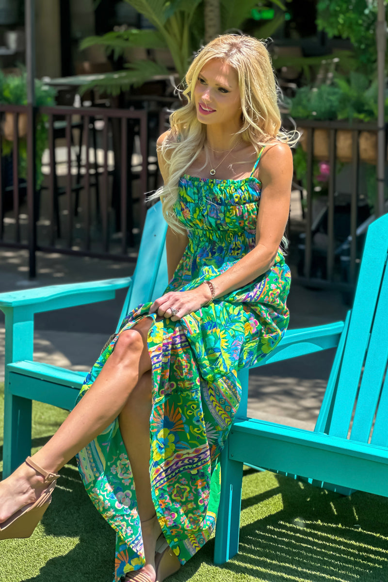 Tahlea Gathered Bodice Maxi Dress : Green