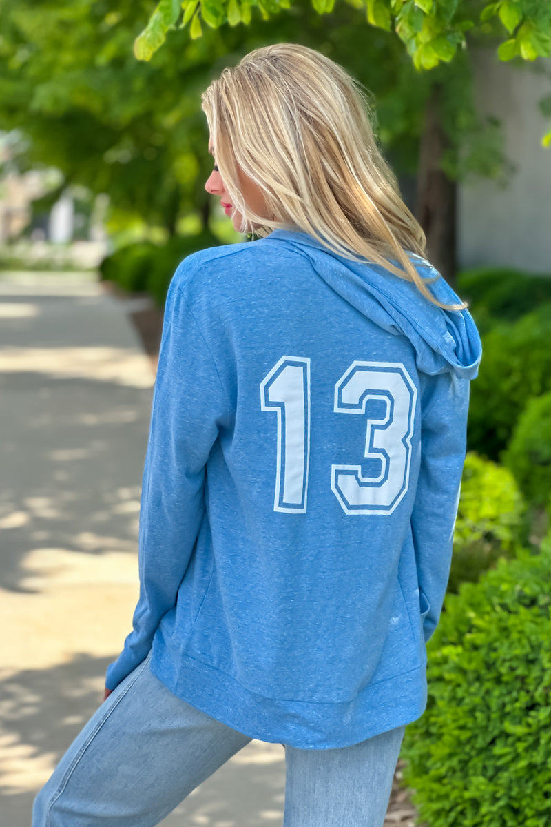 Kansas City 13 Lightweight Zip Up Hoodie : Light Blue