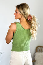 Palm Breeze Cropped Sweater Tank : Sage