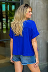 Vonda Textured Loose Fit Top : Royal