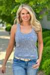 All You Can Be Washed Ribbed Tank : Powder Blue