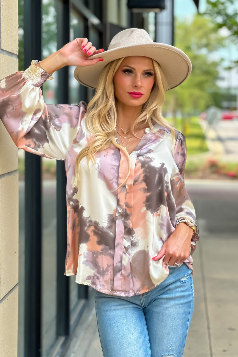 Andie V neck Blouse : Mauve