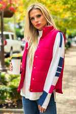 Fireside Feels Textured Vest : Hot Pink