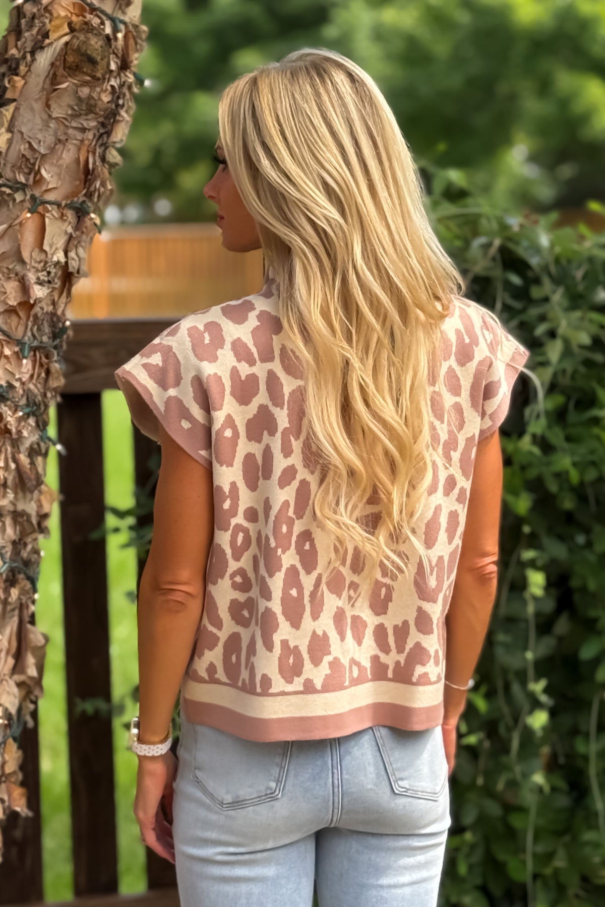 Kenya Animal Print Sweater Vest : Taupe