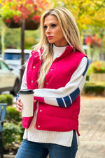 Fireside Feels Textured Vest : Hot Pink