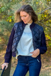 Aaliyah Sweater woven Combo Jacket : Dark Navy