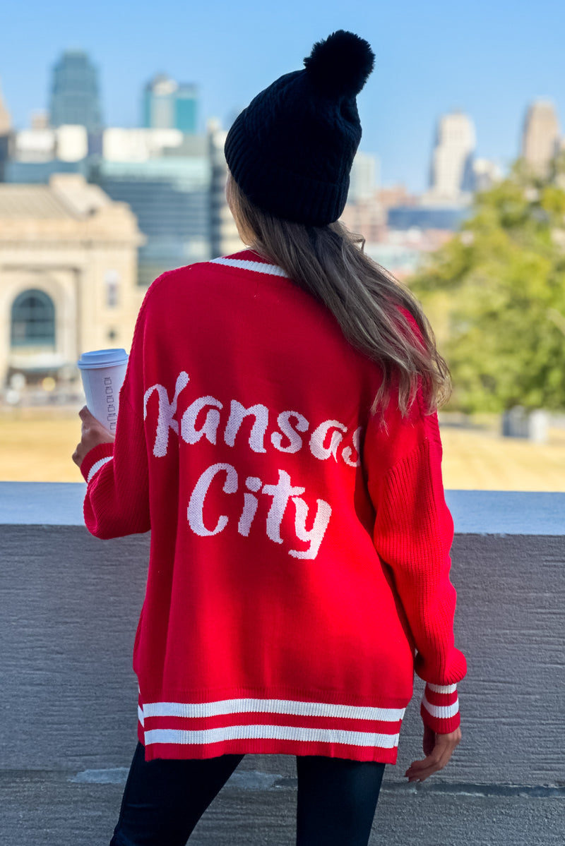 Taylor Varsity Kansas City Cardigan : Red