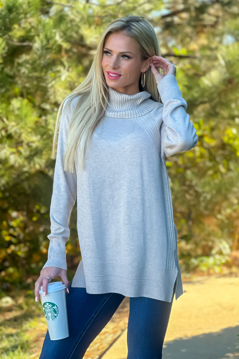 Tribal Avania Cowl Neck Sweater : Frost Grey