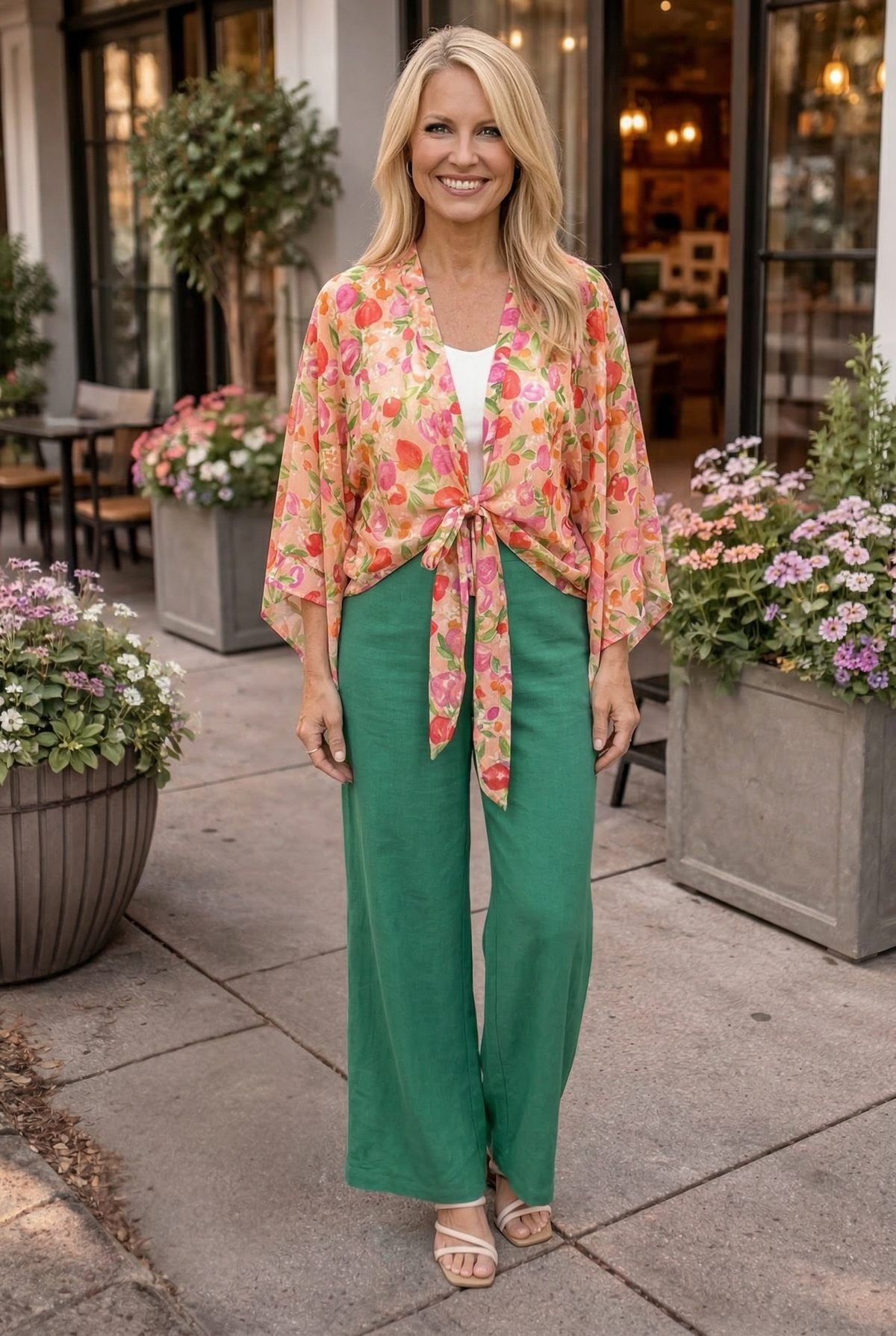 Alisson Mixed Print Kimono : Rasberry Mix