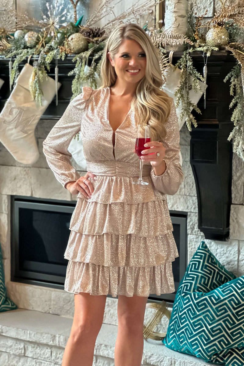 Glamour Holiday Shimmery Dress : Blush