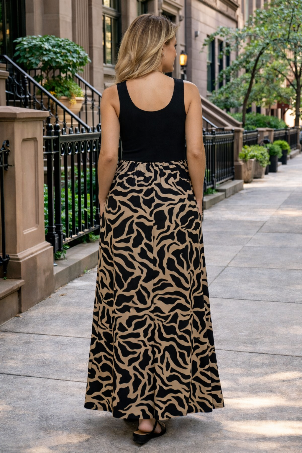 Tribal Lucienne Sleeveless Twofer Dress : Black