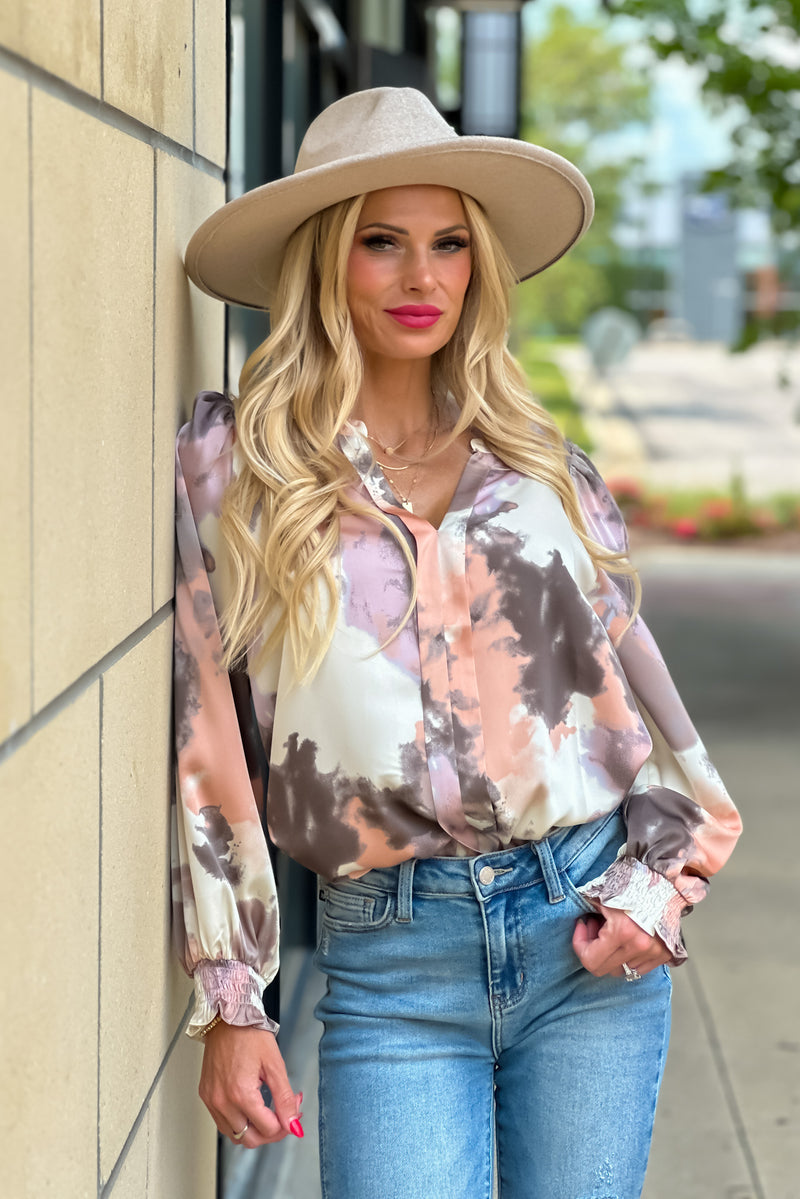 Andie V neck Blouse : Mauve