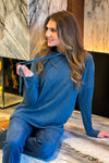 Casandra Ribbed Hoodie : Aegean Blue