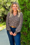 It's Worth It Pleated Balloon Sleeve Blouse : Mocha/Sage