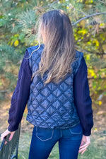 Aaliyah Sweater woven Combo Jacket : Dark Navy