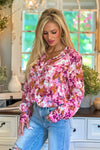 Marjorie Floral Button Up Blouse : Pink