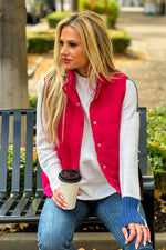 Fireside Feels Textured Vest : Hot Pink