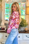 Marjorie Floral Button Up Blouse : Pink