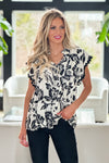 Casual Night Out Blouse : Black/Cream