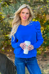 Finlay Ruched Sleeve Knit Top : Cobalt