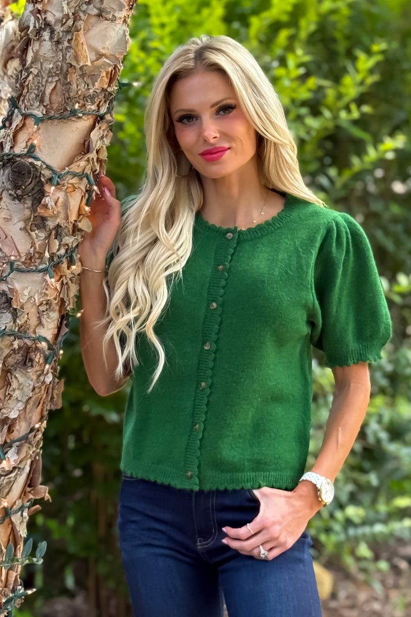 Karri Scallop Edge Button Up Sweater Top : Amazon