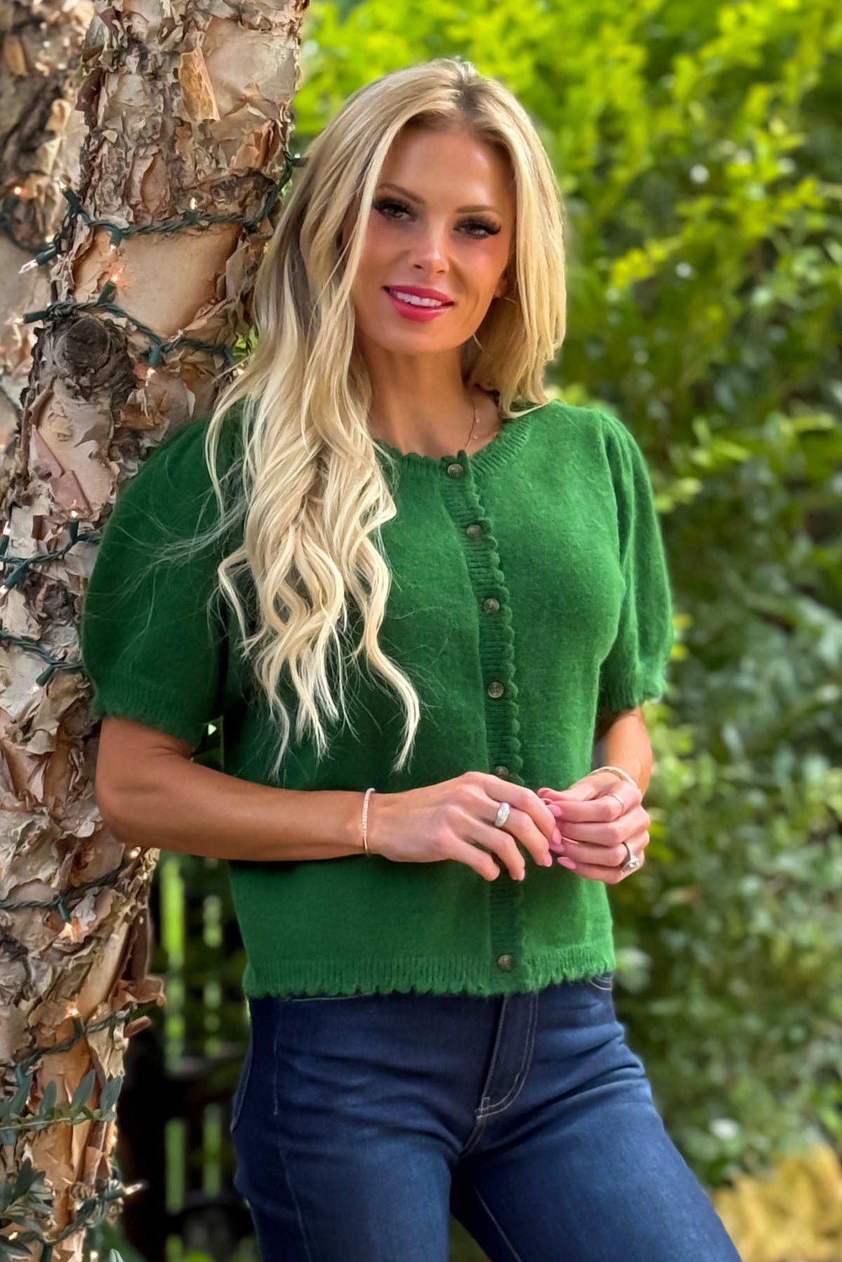 Karri Scallop Edge Button Up Sweater Top : Amazon