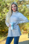 Tribal Avania Cowl Neck Sweater : Frost Grey