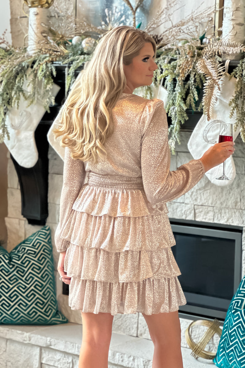 Glamour Holiday Shimmery Dress : Blush