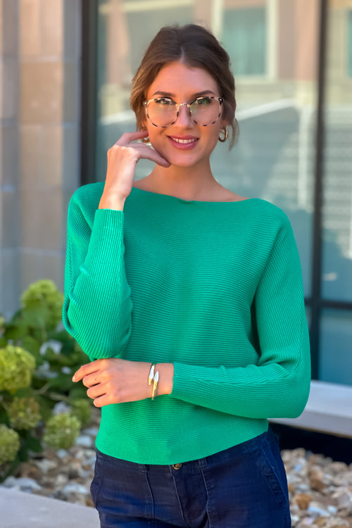 Ally Dolman Sleeve Sweater : Kelly Green