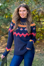 Tribal Nyah Mock Neck Printed Sweater : Night Sky