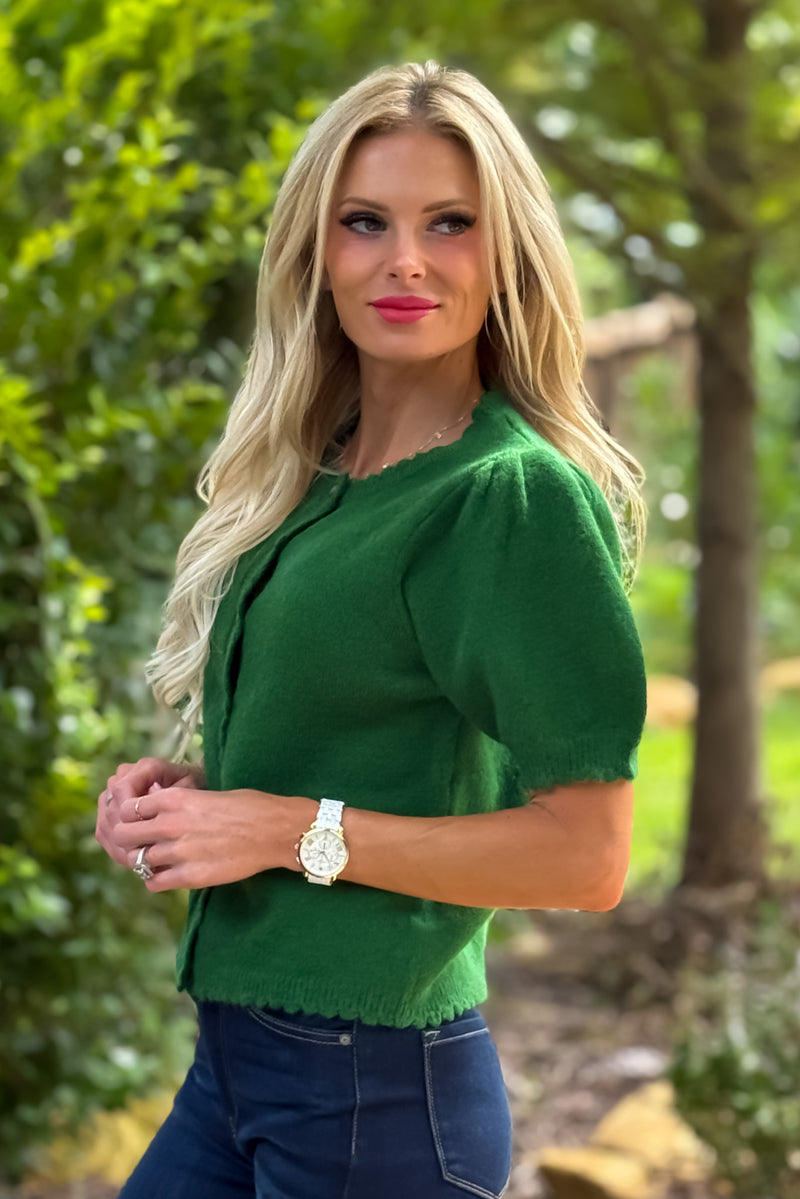 Karri Scallop Edge Button Up Sweater Top : Amazon