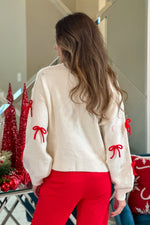 Nutcracker Bow Sweater : Ivory/Red