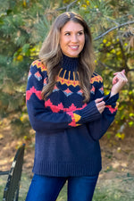 Tribal Nyah Mock Neck Printed Sweater : Night Sky