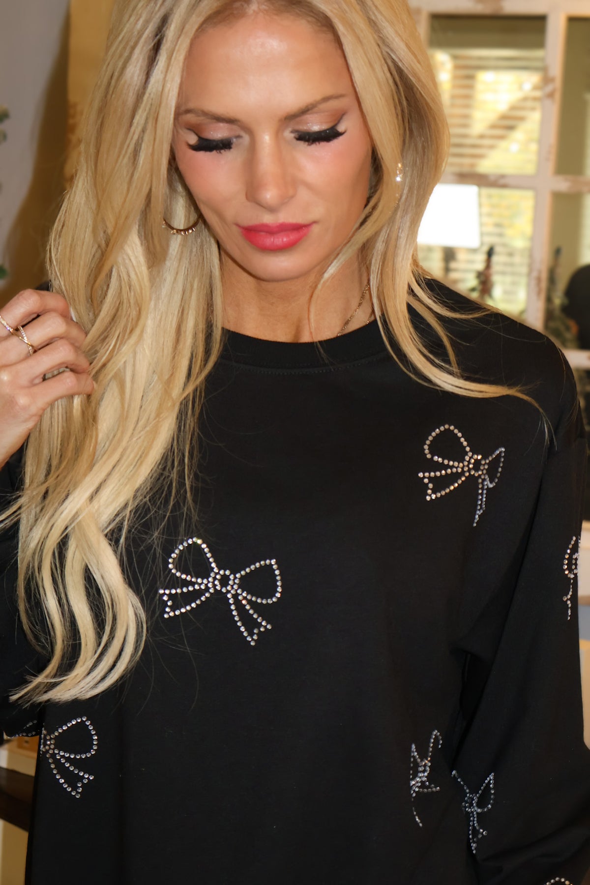 Malvina Bows Crew Neck Sweater : Black