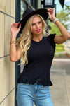 Rinna Flutter Sleeve Top : Black