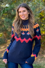 Tribal Nyah Mock Neck Printed Sweater : Night Sky