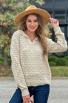 Ebbe Vneck Open Stitch Sweater : Natural