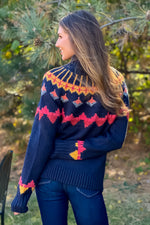 Tribal Nyah Mock Neck Printed Sweater : Night Sky