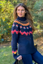 Tribal Nyah Mock Neck Printed Sweater : Night Sky