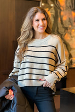 Warm Lattes Striped Sweater : Taupe/Black