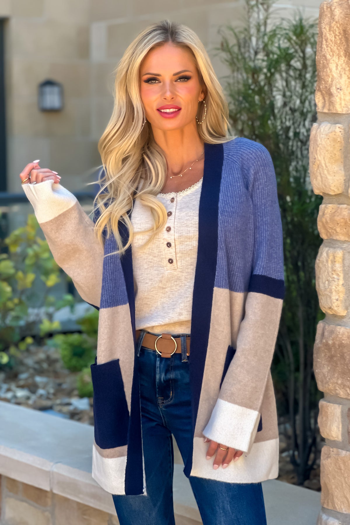 Liverpool Banff Colorblock Cardigan : Lapis