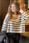 Warm Lattes Striped Sweater : Taupe/Black