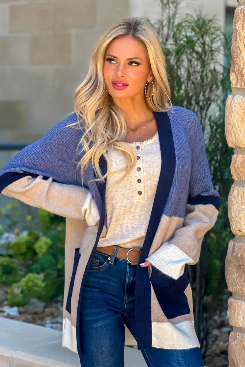 Liverpool Banff Colorblock Cardigan : Lapis
