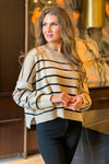 Warm Lattes Striped Sweater : Taupe/Black