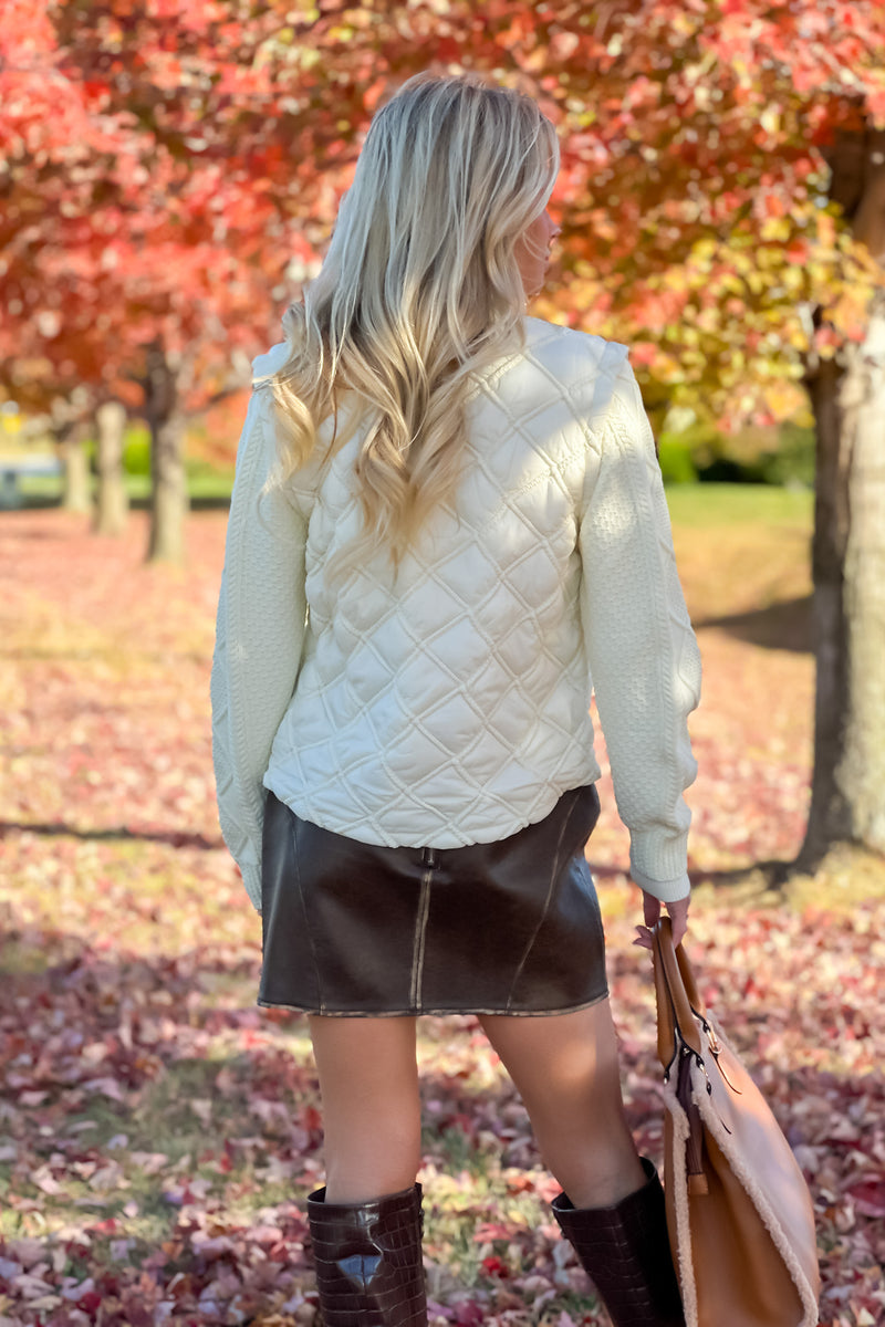 Aaliyah Sweater woven Combo Jacket : Ivory